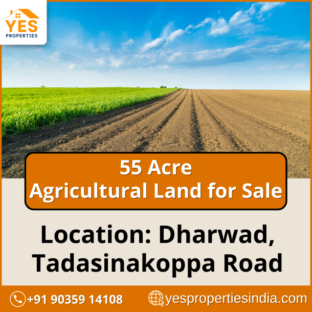 55 Acres of Prime Agricultural Land for Sale on Tadasinakoppa Road, Dharwad-1